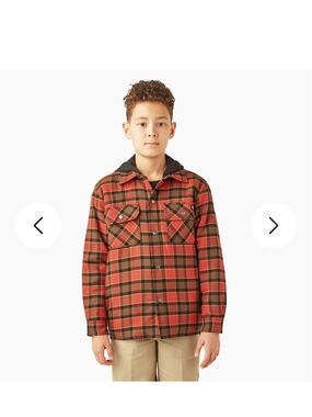 Dickies Boys Flannel Shirt Jacket Size XL